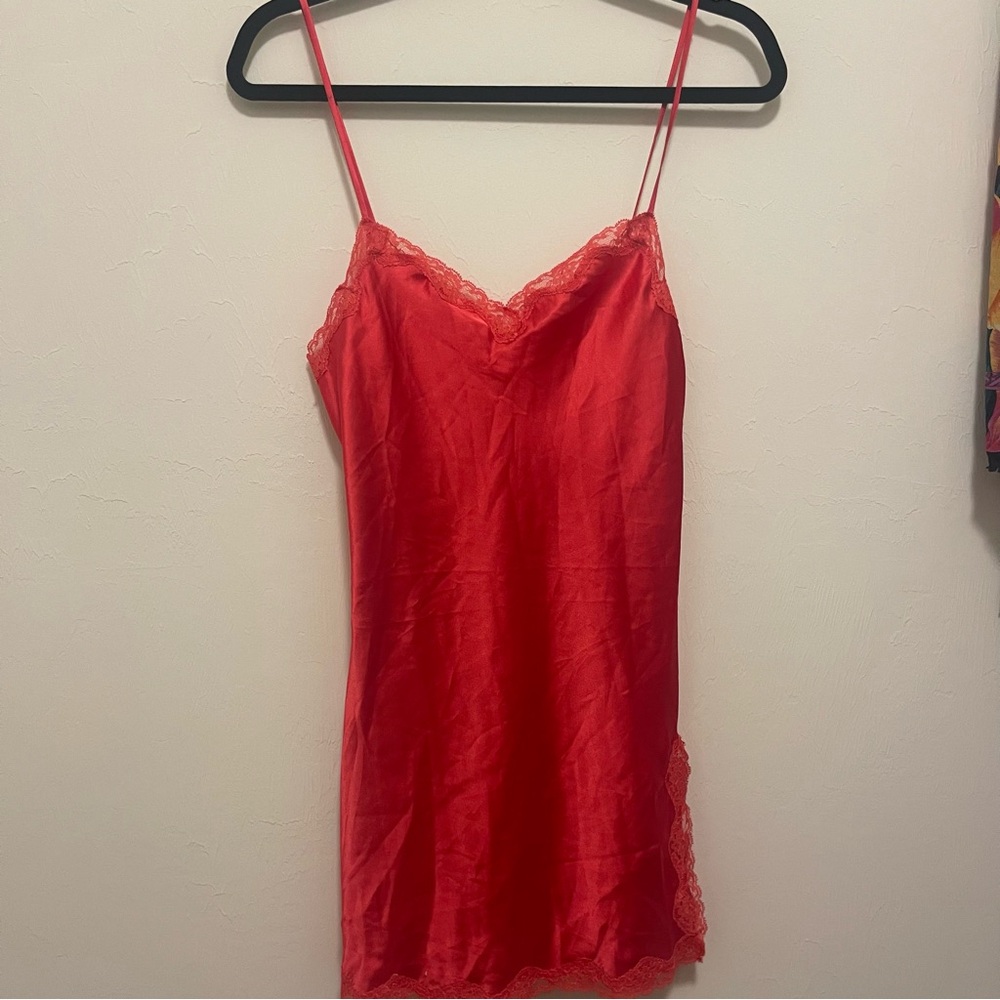 Vintage Y2K Victoria’s Secret mini satin slip dress with lace trim